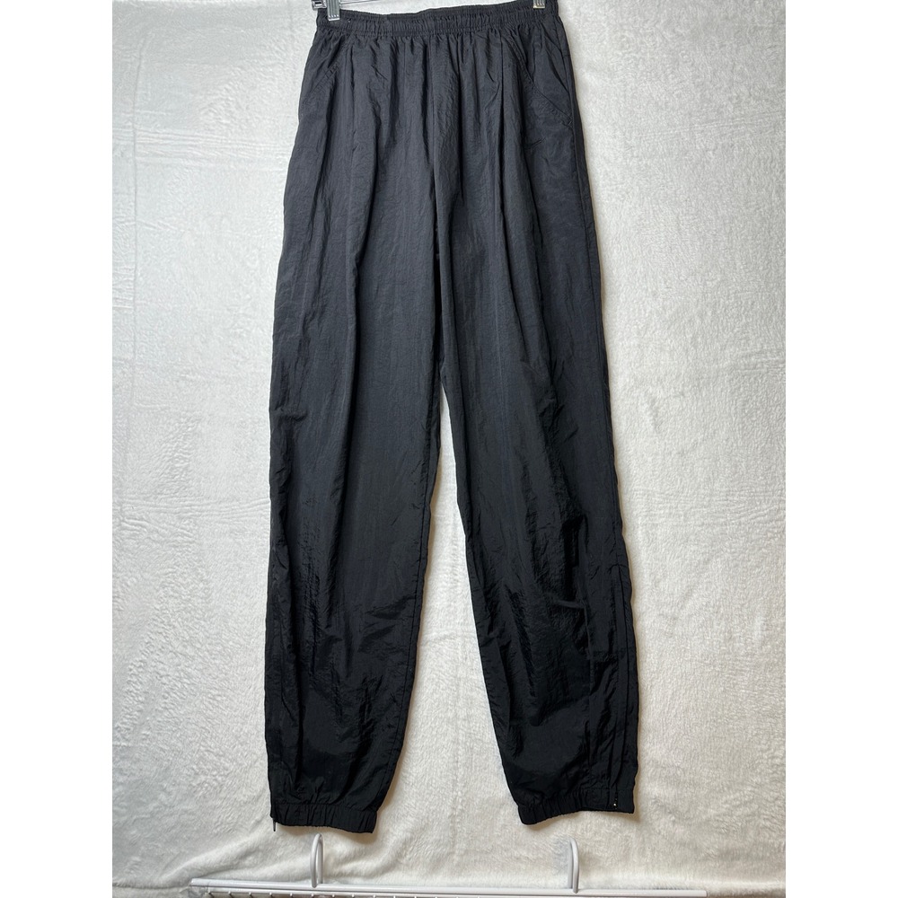 Vintage Nike Track Pants Mens Medium Black Nylon Swoosh Elastic Waist